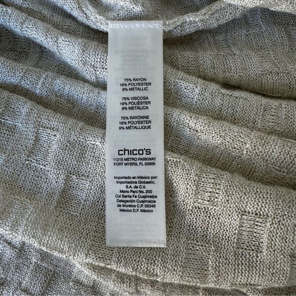 Chico's Easywear Textured Open-Front Cardigan in Beige and Gold 3 16 XL - Picture 9 of 9